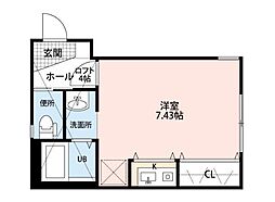 MapleEastHASHIMOTO ワンルームの間取図画像