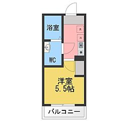 メルラス相模原 1Kの間取図画像