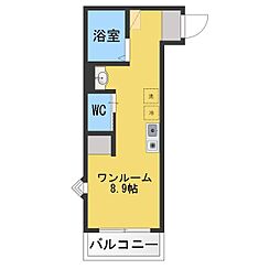 メルラス相模原 ワンルームの間取図画像