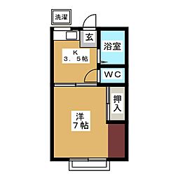 グリーンハイツ 1Kの間取図画像