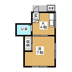 有明荘 1DKの間取図画像