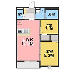 Relier相模原(ルリエサガミハラ) 2LDKの間取図画像