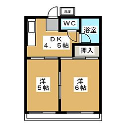 相原グリーンハイツ 2DKの間取図画像