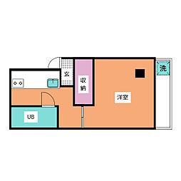 シルクハイツA 1Kの間取図画像