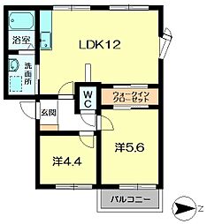 フレグランス左京E 2LDKの間取図画像