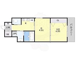 Osaka Metro御堂筋線 江坂駅 徒歩13分の賃貸マンション 5階1DKの間取り