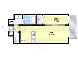 Alivis Shimo-Shinjo SoL TERRAC 1LDKの間取図画像