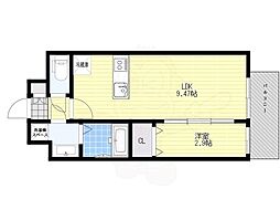 Alivis Shimo-Shinjo SoL TERRAC 1LDKの間取図画像