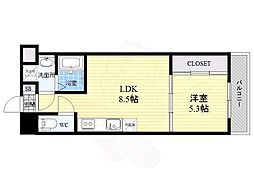 ライブガーデン江坂 1LDKの間取図画像