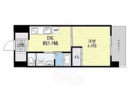江坂KTビルアール・エスフラッツ 1DKの間取図画像