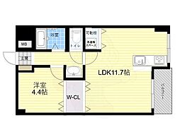 アートリファイン内本町 1LDKの間取図画像
