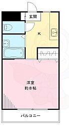 アミニティーハイツ ワンルームの間取図画像
