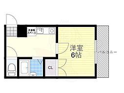 ハイツ岩本 1Kの間取図画像