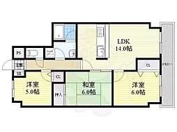 レスカーラ緑地公園 3LDKの間取図画像