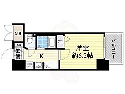 エステムコート新大阪6エキスプレイス 1Kの間取図画像