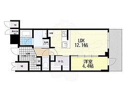 ジオタワー大阪十三 1LDKの間取図画像