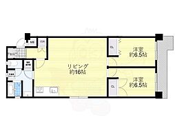 パルムハウス江坂 2LDKの間取図画像