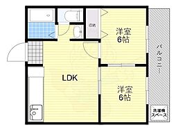 香川文化A棟 2DKの間取図画像