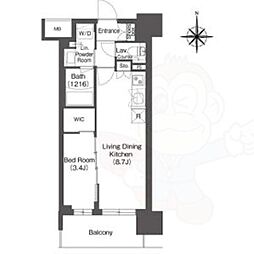 大阪市淀川区宮原5丁目マンション 1LDKの間取図画像