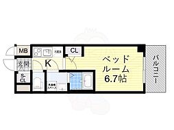 MAXIVCROS江坂 1Kの間取図画像