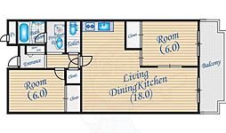 フローレンス緑地 2LDKの間取図画像