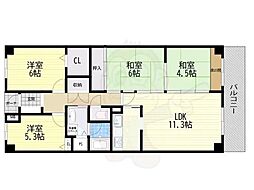 千里中央パークヒルズH棟 4LDKの間取図画像