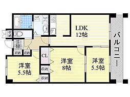 パークハイツアイリス1号館 3LDKの間取図画像
