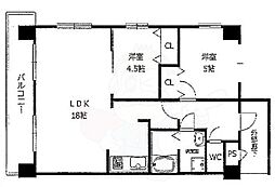 セントラルコート 2LDKの間取図画像