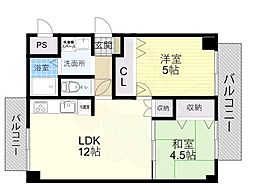 第二辰巳マンション 2LDKの間取図画像
