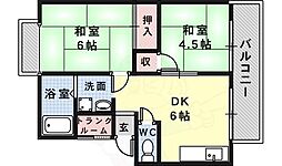 ハイツナガサワ　Ａ棟 2階2DKの間取り