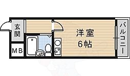 コーワ伊丹 1Kの間取図画像