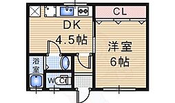 山岸ハイツ 1DKの間取図画像