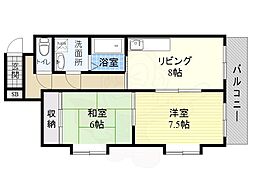 新伊丹シャネル 2階2LDKの間取り