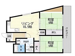 南本町ホビーハイツ 2LDKの間取図画像