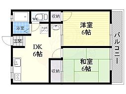キクノハイツ 2DKの間取図画像