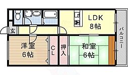マーサ南野 2LDKの間取図画像