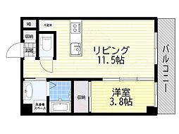 伊丹市中央4丁目マンション 1LDKの間取図画像
