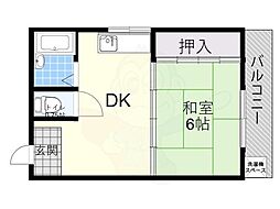伊丹ハイツ 1DKの間取図画像