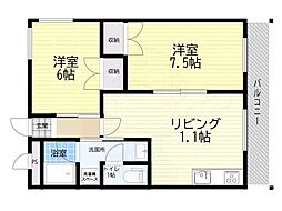 神栄マンション 2LDKの間取図画像