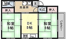 ハイツ東有岡 2DKの間取図画像