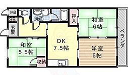ロイヤルハイツY 3DKの間取図画像