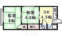 飛田荘 2DKの間取図画像
