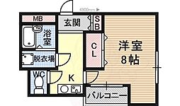 アクトアベンテ伊丹 1Kの間取図画像