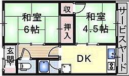 フジ住宅 2DKの間取図画像
