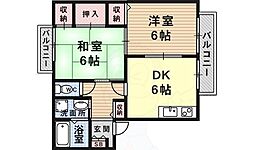 グランメール高台 2DKの間取図画像