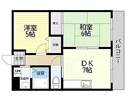 レイクジュネバ 2DKの間取図画像