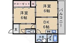 昆陽の里コーポラス 2DKの間取図画像