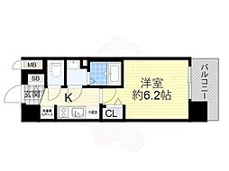 プレサンスOSAKA三国ネオス 10階1Kの間取り