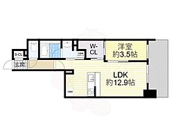 リビオメゾン新大阪 8階1LDKの間取り