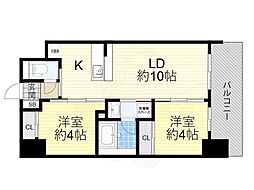 セレニテフラン新大阪 11階2LDKの間取り